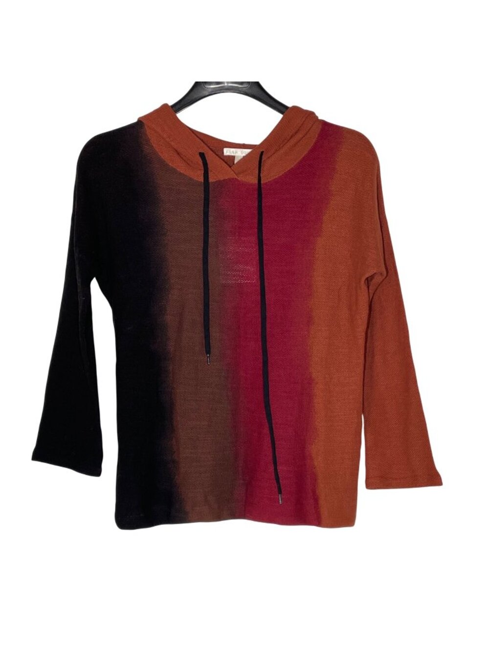Lisa Todd Thin Knit Colorblock Ombre Hooded Sweater Sz SM Fall Autumn